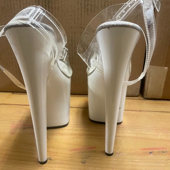 Pleaser Shoes - 8" Pleaser White/Clear Mule/Sandal